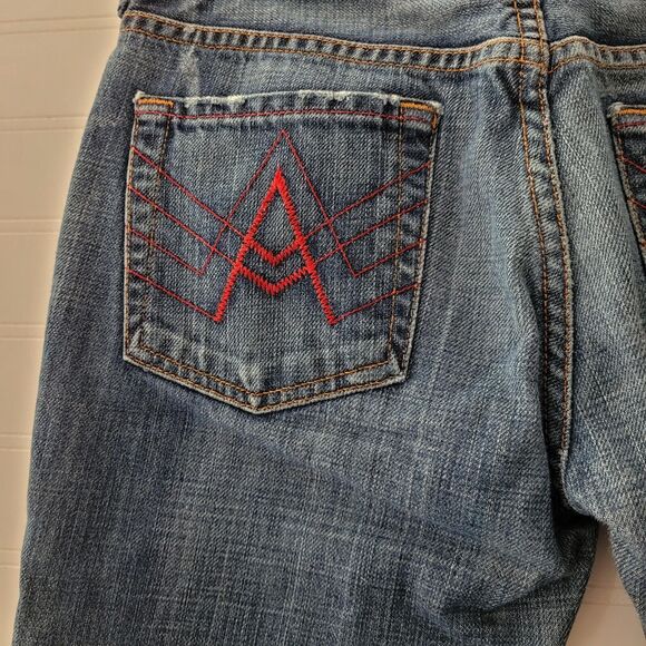 7 For all Mankind Womens Jeans Size 26 A Pocket Red Stitching Dark Wash Bootcut - Picture 8 of 12